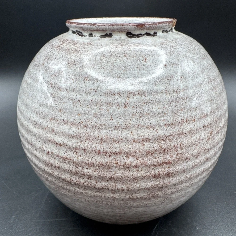 Westraven Art Pottery Vase Ribbed Gray Rust 913 Holland Midcentury Modern‎ Vtg